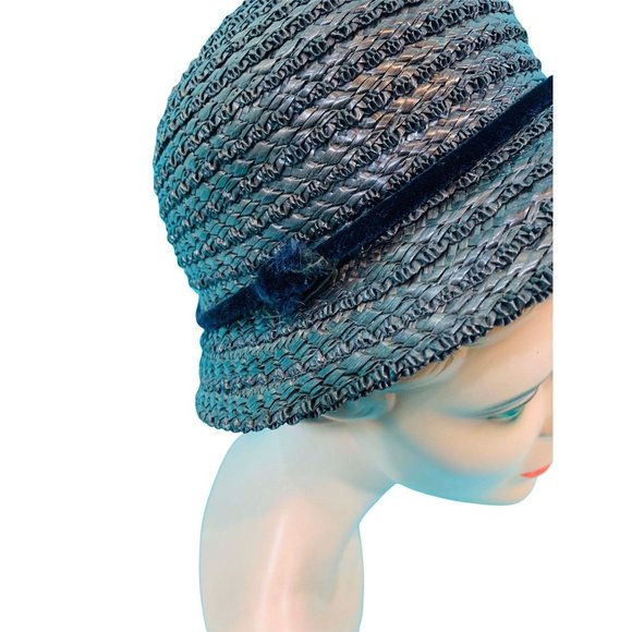 Vintage 1950s Wicker Hat Small Brim Straw Cap - Picture 6 of 10